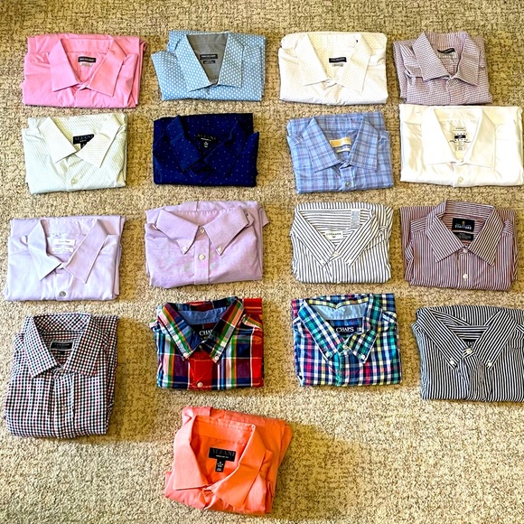Selling a variety of dress shirts ties and a sport coat.